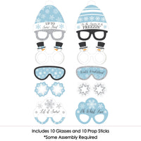 Winter Wonderland Glasses and Headpieces - Paper Card Stock Snowflake Holiday Party and Winter Wedding Photo Booth Props Kit - 10 Count