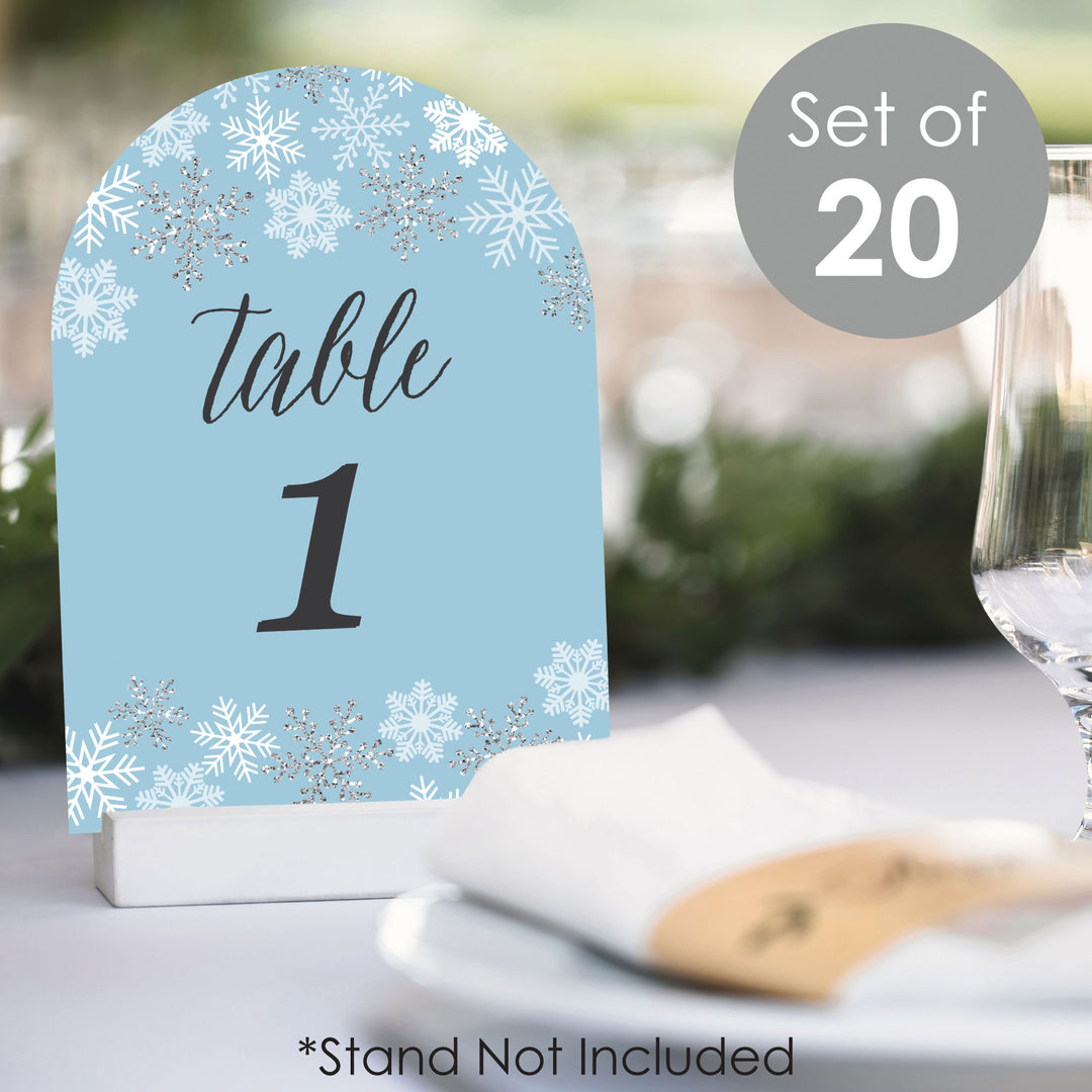 Winter Wonderland - Snowflake Holiday Party and Winter Wedding Double-Sided 5 x 7 inches Cards - Table Numbers - 1-20