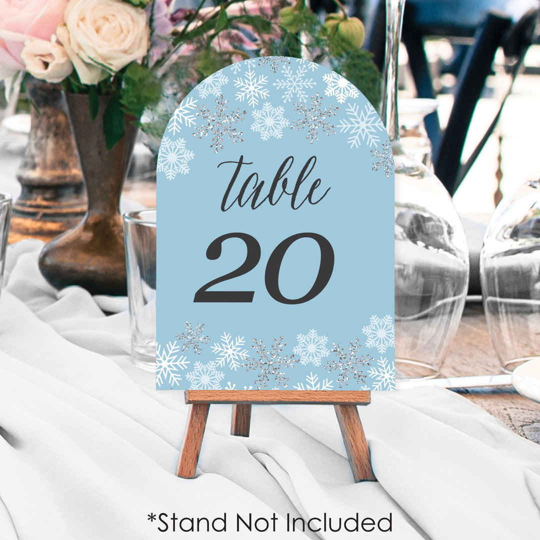Winter Wonderland - Snowflake Holiday Party and Winter Wedding Double-Sided 5 x 7 inches Cards - Table Numbers - 1-20