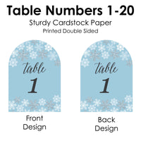Winter Wonderland - Snowflake Holiday Party and Winter Wedding Double-Sided 5 x 7 inches Cards - Table Numbers - 1-20