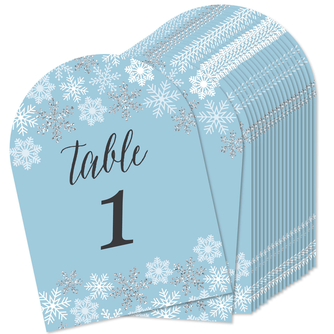 Winter Wonderland - Snowflake Holiday Party and Winter Wedding Double-Sided 5 x 7 inches Cards - Table Numbers - 1-20