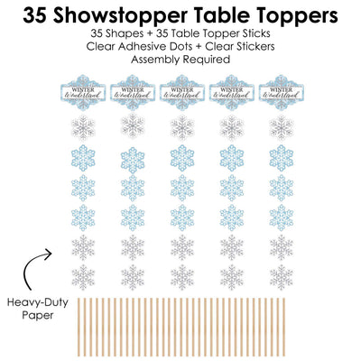 Winter Wonderland - Snowflake Holiday Party and Winter Wedding Centerpiece Sticks - Showstopper Table Toppers - 35 Pieces