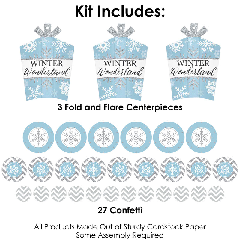 Winter Wonderland - Snowflake Holiday Party and Winter Wedding Decor and Confetti - Terrific Table Centerpiece Kit - Set of 30