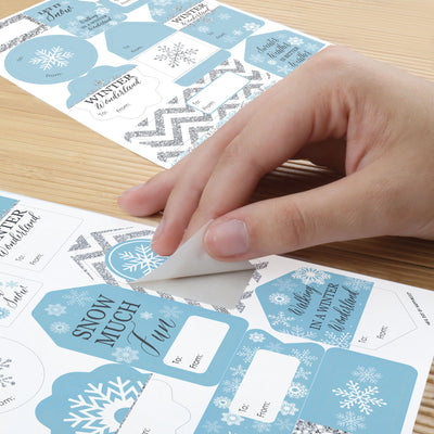 Winter Wonderland - Assorted Snowflake Holiday Party and Winter Wedding Gift Tag Labels - To and From Stickers - 12 Sheets - 120 Stickers