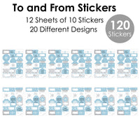 Winter Wonderland - Assorted Snowflake Holiday Party and Winter Wedding Gift Tag Labels - To and From Stickers - 12 Sheets - 120 Stickers