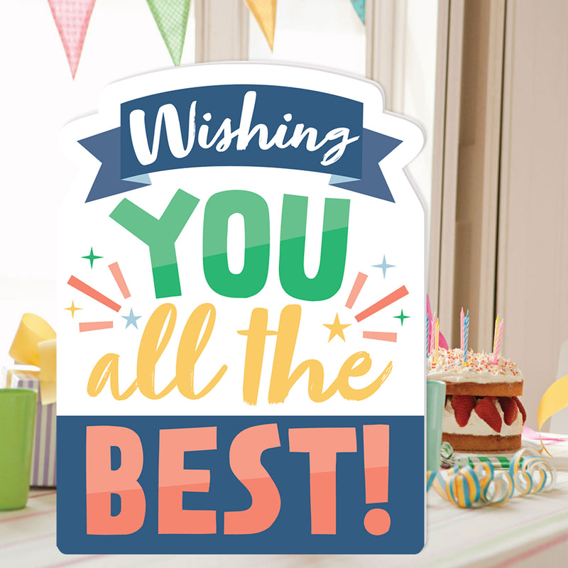 Wishing You All The Best - Good Luck Retirement Going Away Giant Greeting Card - Big Shaped Jumborific Card - 16.5 x 22 inches