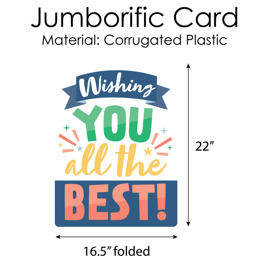 Wishing You All The Best - Good Luck Retirement Going Away Giant Greeting Card - Big Shaped Jumborific Card - 16.5 x 22 inches