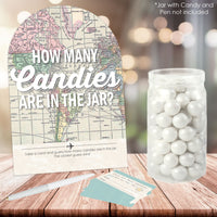World Awaits - How Many Candies Travel Themed Party Game - 1 Stand and 40 Cards - Candy Guessing Game
