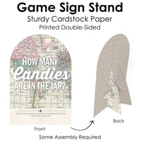 World Awaits - How Many Candies Travel Themed Party Game - 1 Stand and 40 Cards - Candy Guessing Game