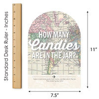World Awaits - How Many Candies Travel Themed Party Game - 1 Stand and 40 Cards - Candy Guessing Game