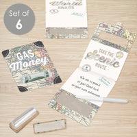 World Awaits - DIY Assorted Travel Themed Party Cash Holder Gift - Funny Money Cards - Set of 6
