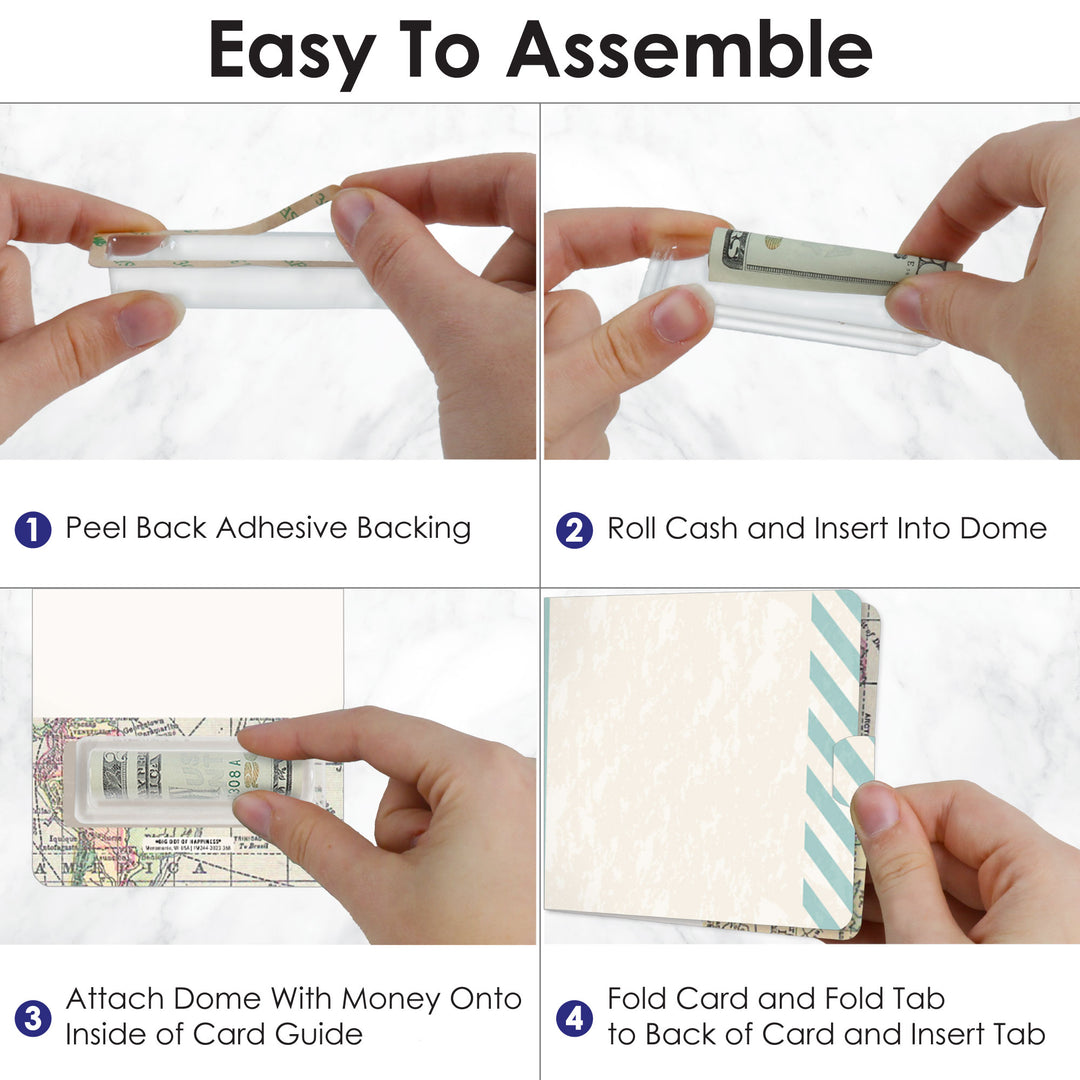 World Awaits - DIY Assorted Travel Themed Party Cash Holder Gift - Funny Money Cards - Set of 6