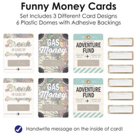 World Awaits - DIY Assorted Travel Themed Party Cash Holder Gift - Funny Money Cards - Set of 6