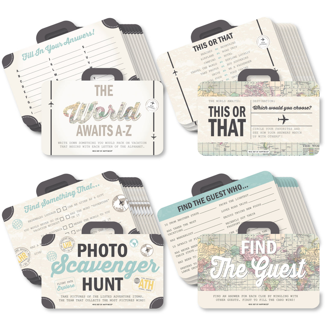 World Awaits - 4 Travel Themed Party Games - 10 Cards Each - Gamerific Bundle