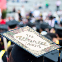 World Awaits - Travel Themed Graduation Cap Decorations Kit - Grad Cap Cover