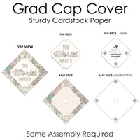World Awaits - Travel Themed Graduation Cap Decorations Kit - Grad Cap Cover