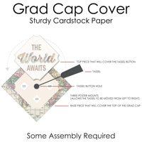 World Awaits - Travel Themed Graduation Cap Decorations Kit - Grad Cap Cover