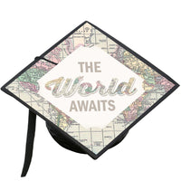 World Awaits - Travel Themed Graduation Cap Decorations Kit - Grad Cap Cover