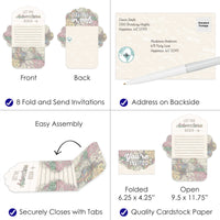 World Awaits - Fill-In Cards - Travel Themed Party Fold and Send Invitations - Set of 8
