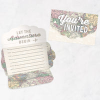 World Awaits - Fill-In Cards - Travel Themed Party Fold and Send Invitations - Set of 8