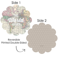 World Awaits - Travel Themed Party Round Table Decorations - Paper Chargers - Place Setting For 12
