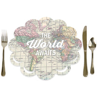 World Awaits - Travel Themed Party Round Table Decorations - Paper Chargers - Place Setting For 12