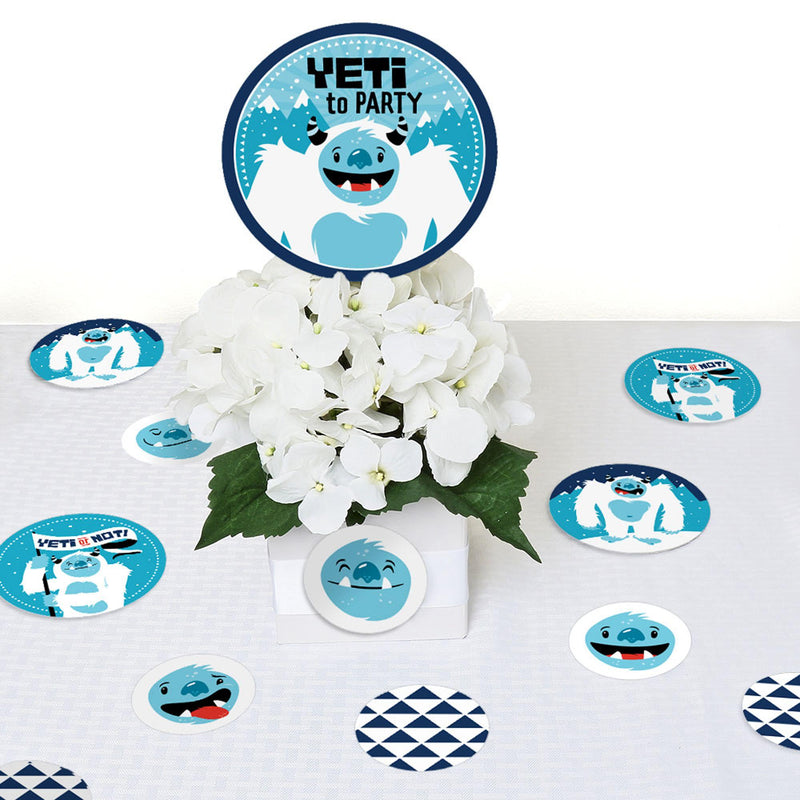 Yeti to Party - Abominable Snowman Party or Birthday Party Giant Circle Confetti - Party Decorations - Large Confetti 27 Count