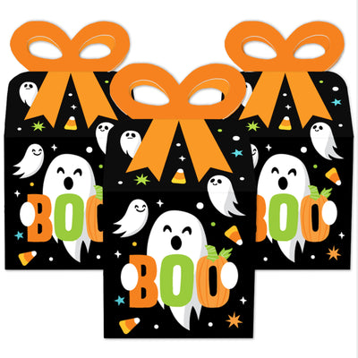 You've Been Booed - Square Favor Gift Boxes - Ghost Halloween Party Bow Boxes - Set of 12