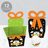 You've Been Booed - Square Favor Gift Boxes - Ghost Halloween Party Bow Boxes - Set of 12