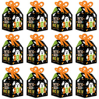 You've Been Booed - Square Favor Gift Boxes - Ghost Halloween Party Bow Boxes - Set of 12