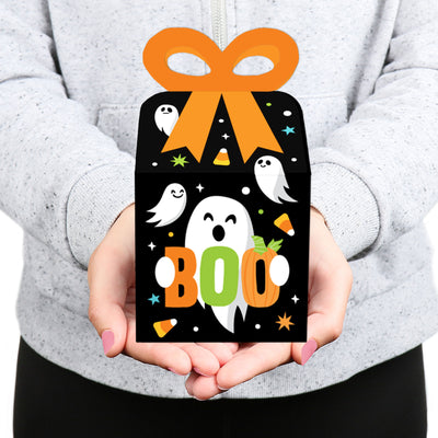 You've Been Booed - Square Favor Gift Boxes - Ghost Halloween Party Bow Boxes - Set of 12