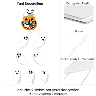 You've Been Booed - Yard Sign and Outdoor Lawn Decorations - Ghost Halloween Party Yard Signs - Set of 8