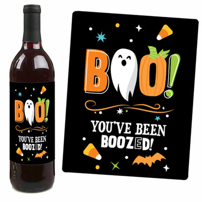 You've Been Boozed - Ghost Halloween Party Decorations for Women and Men - Wine Bottle Label Stickers - Set of 4