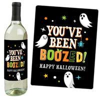 You've Been Boozed - Ghost Halloween Party Decorations for Women and Men - Wine Bottle Label Stickers - Set of 4