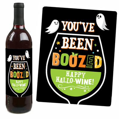 You've Been Boozed - Ghost Halloween Party Decorations for Women and Men - Wine Bottle Label Stickers - Set of 4
