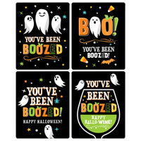 You've Been Boozed - Ghost Halloween Party Decorations for Women and Men - Wine Bottle Label Stickers - Set of 4