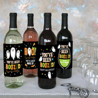You've Been Boozed - Ghost Halloween Party Decorations for Women and Men - Wine Bottle Label Stickers - Set of 4