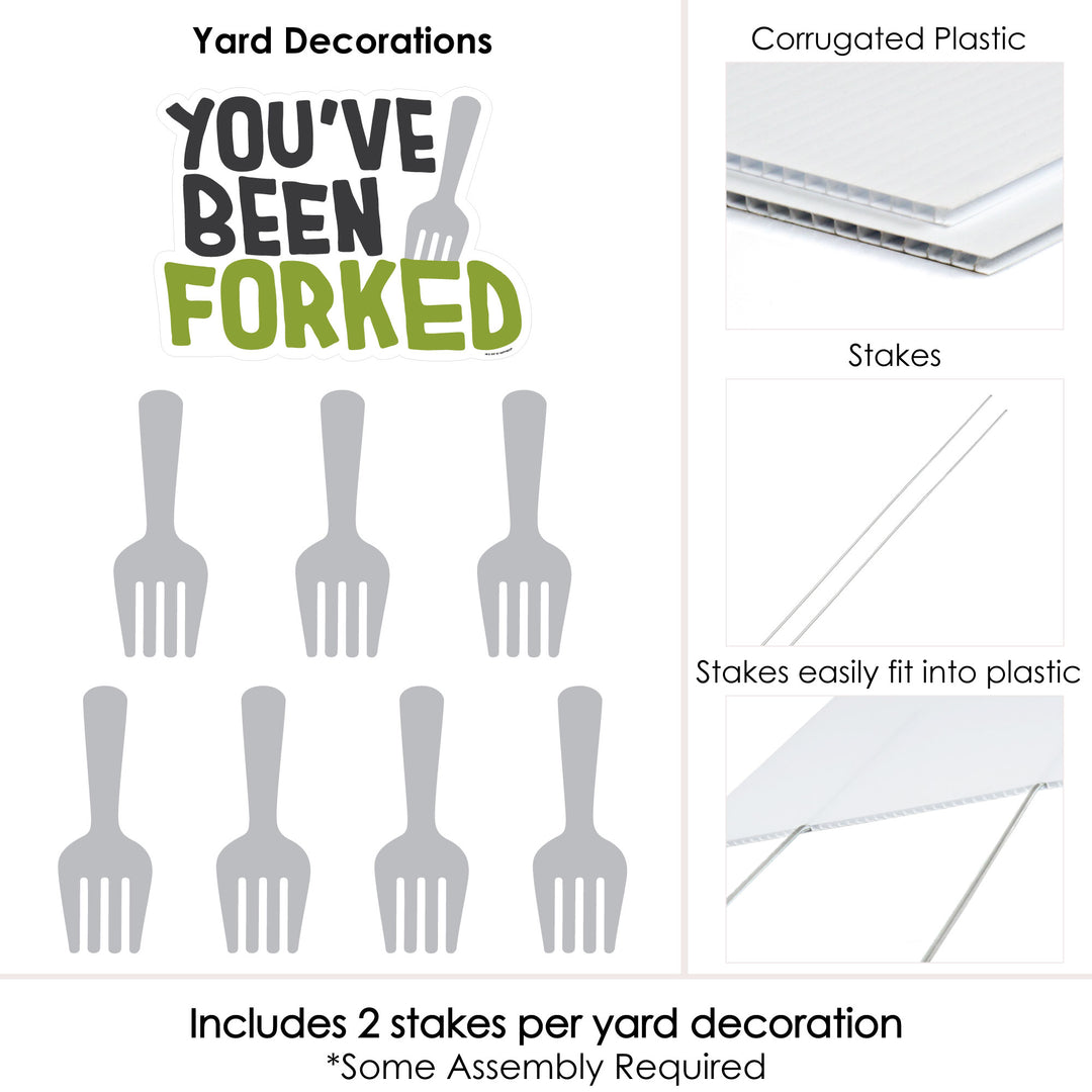 You've Been Forked - Yard Sign and Outdoor Lawn Decorations - Funny Fork Prank Yard Signs - Set of 8