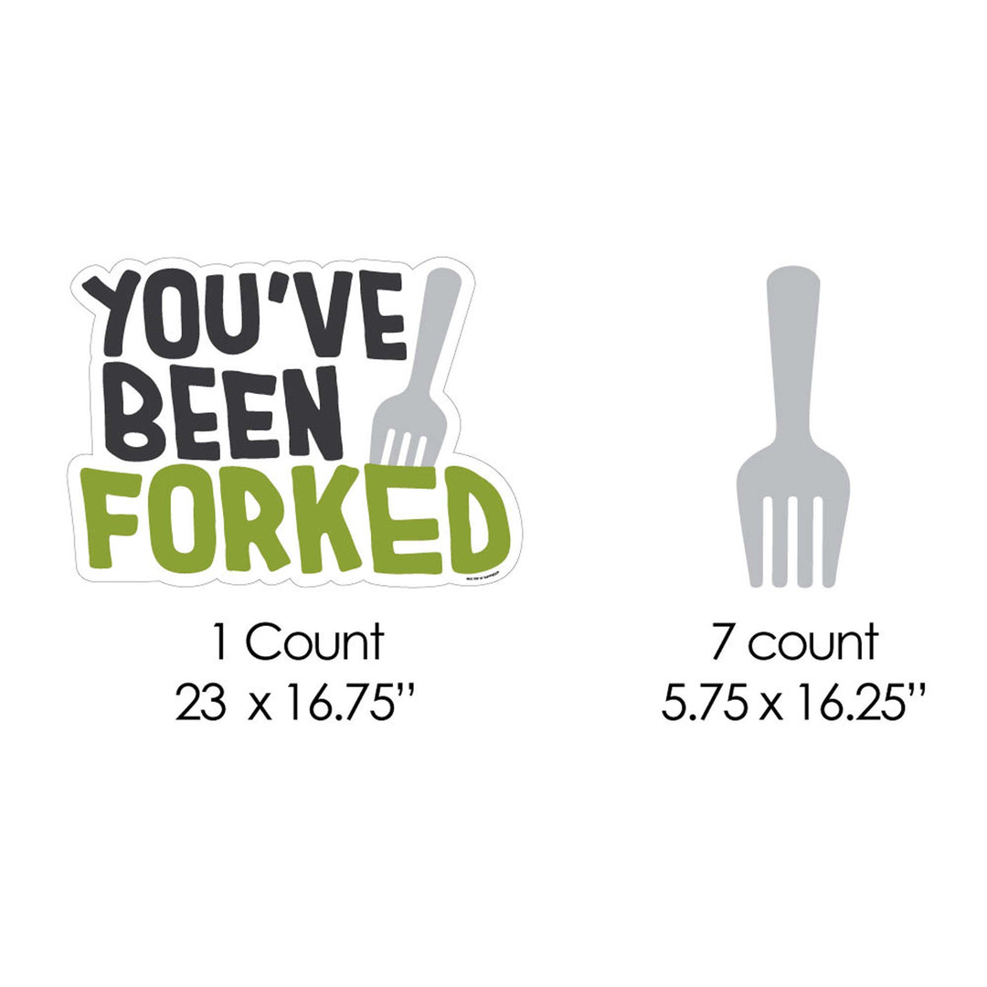 You've Been Forked - Yard Sign and Outdoor Lawn Decorations - Funny Fork Prank Yard Signs - Set of 8