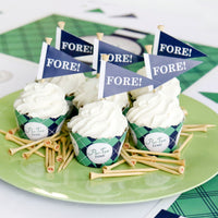 Par-Tee Time - Golf - Cupcake Decorations - Birthday or Retirement Party Cupcake Wrappers and Treat Picks Kit - Set of 24