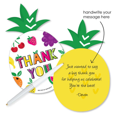 Tutti Fruity - Shaped Thank You Cards - Frutti Summer Baby Shower or Birthday Party Thank You Note Cards with Envelopes - Set of 12