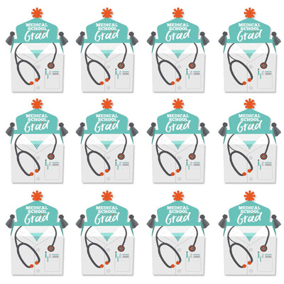Medical School Grad - Treat Box Party Favors - Doctor Graduation Party Goodie Gable Boxes - Set of 12