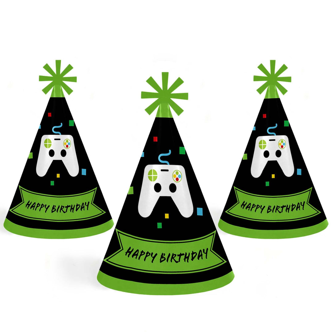 Game Zone - Cone Happy Birthday Party Hats for Kids and Adults - Set of 8 (Standard Size)