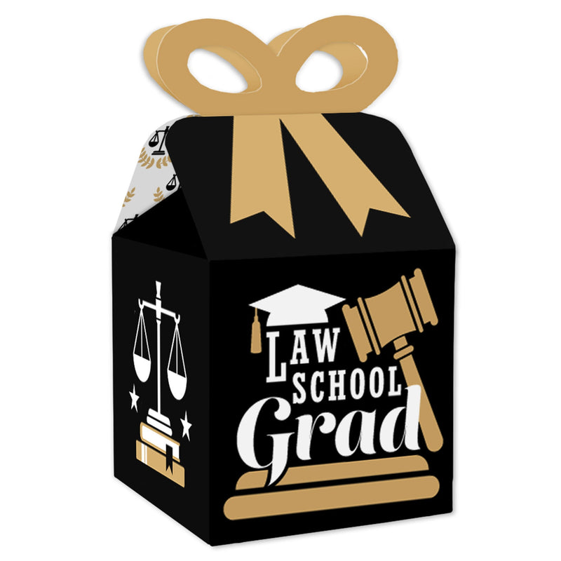 Law School Grad - Square Favor Gift Boxes - Future Lawyer Graduation Party Bow Boxes - Set of 12