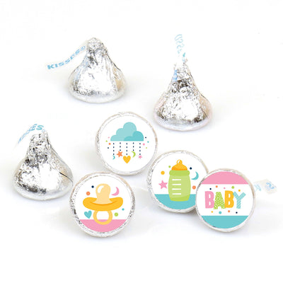 Colorful Baby Shower - Gender Neutral Party Round Candy Sticker Favors - Labels Fit Hershey's Kisses (1 sheet of 108)