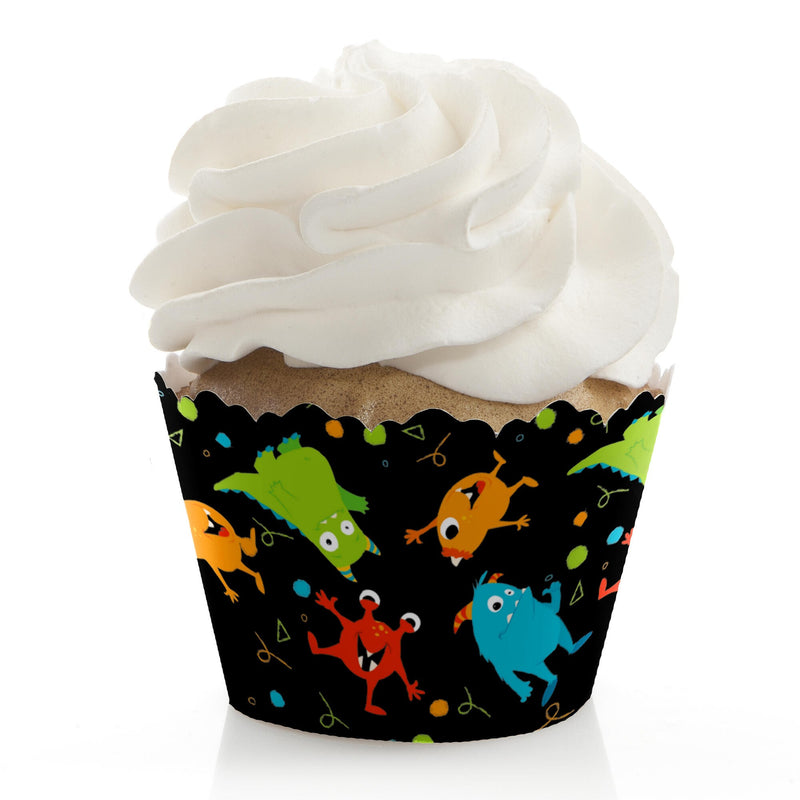 Monster Bash - Little Monster Birthday Party or Baby Shower Decorations - Party Cupcake Wrappers - Set of 12