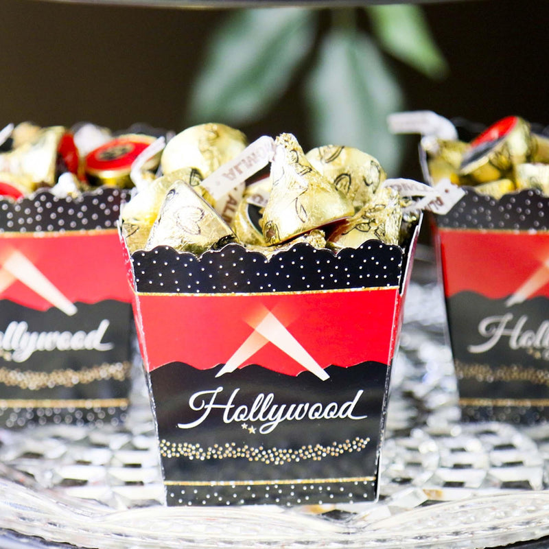 Red Carpet Hollywood - Party Mini Favor Boxes - Movie Night Party Treat Candy Boxes - Set of 12