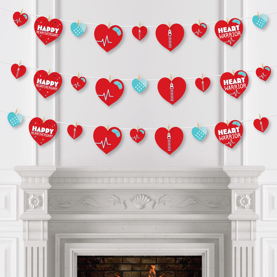 Happy Heartiversary - CHD Awareness DIY Decorations - Clothespin Garland Banner - 44 Pieces