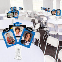 Blue Grad - Best is Yet to Come - Graduation Party Picture Centerpiece Sticks - Photo Table Toppers - 15 Pieces