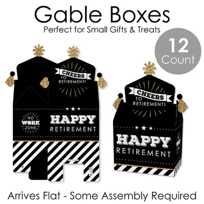 Happy Retirement - Treat Box Party Favors - Retirement Party Goodie Gable Boxes - Set of 12